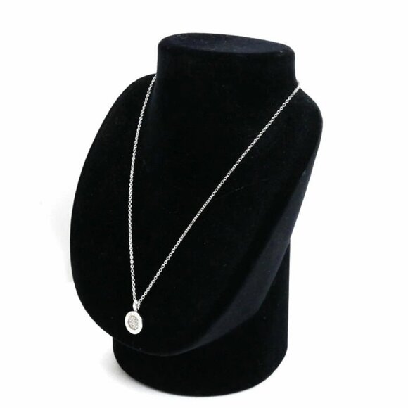 BVLGARI Logo Metro Diamond Round Necklace 17" 18k White Gold Auth #29-27 - Picture 4 of 6